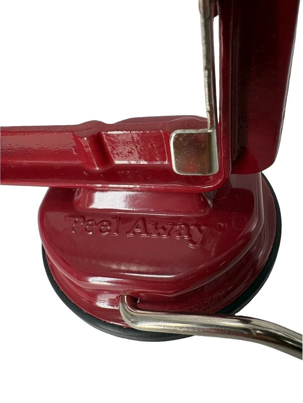 Back To Basics “Peel Away” Apple Peeler Corer Slicer Red Hand Crank With Box
